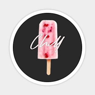 Chill Raspberry Popsicle Ice Cream on Stick with Pink Writing Magnet